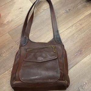 Brown leather fossil purse
